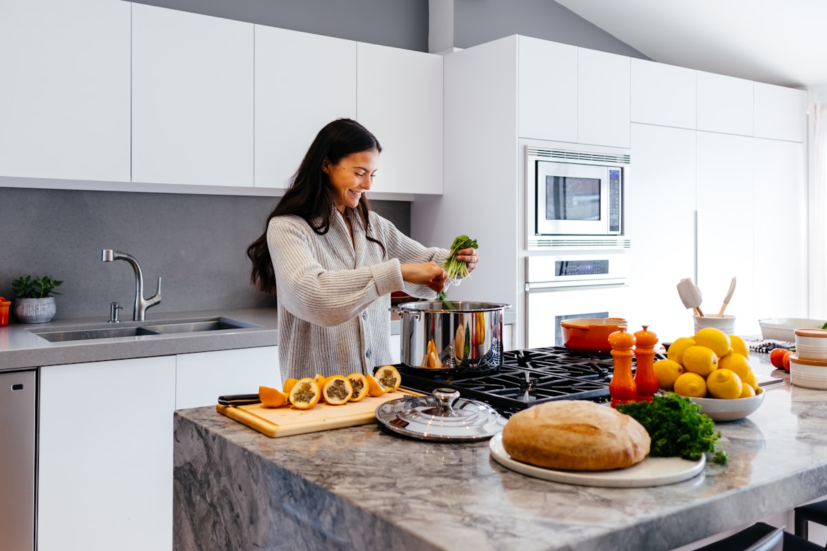 Healthy meal preparation with fresh ingredients