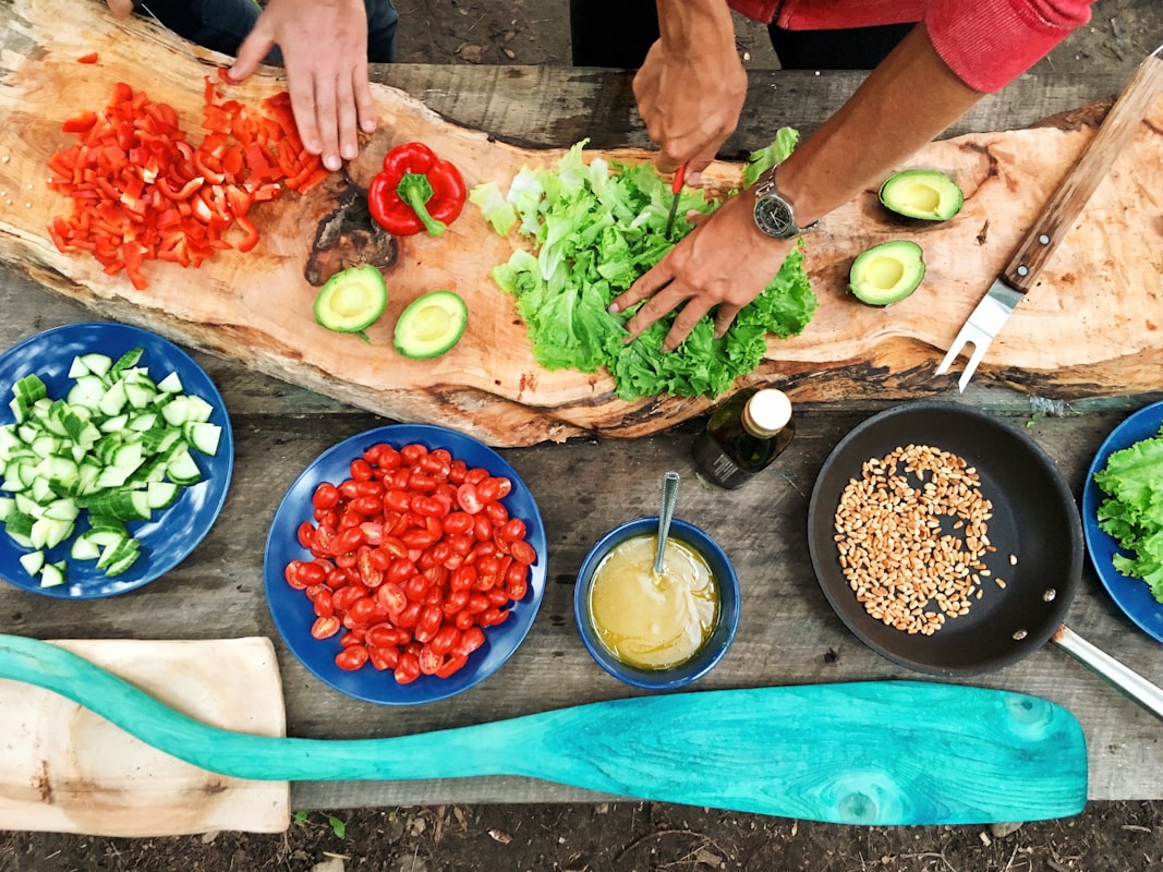 Colourful vegetable salad bowl with quinoa